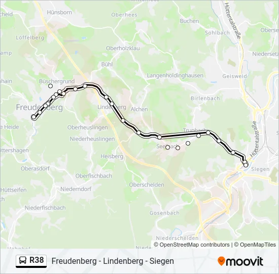R38 Bus Line Map