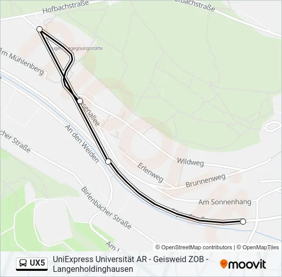 UX5 Bus Line Map