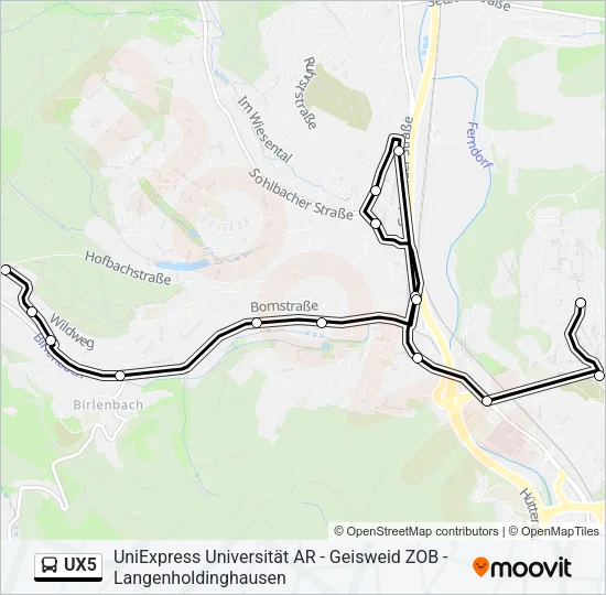 Buslinie UX5 Karte