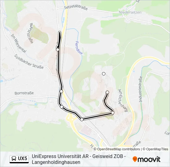 UX5 Bus Line Map