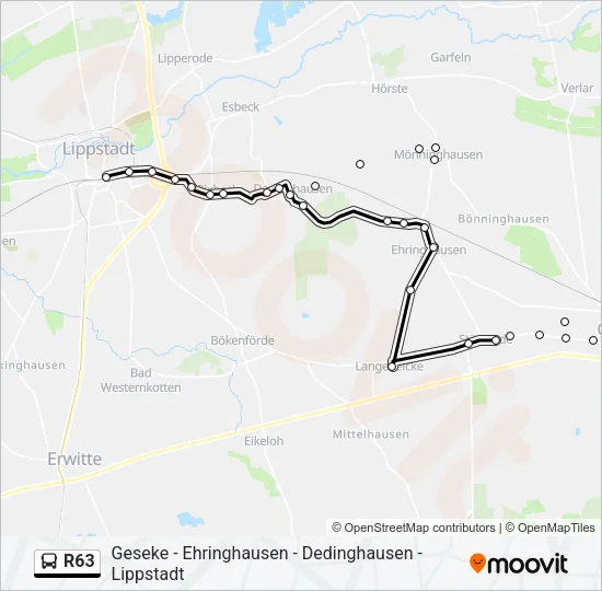R63 Bus Line Map