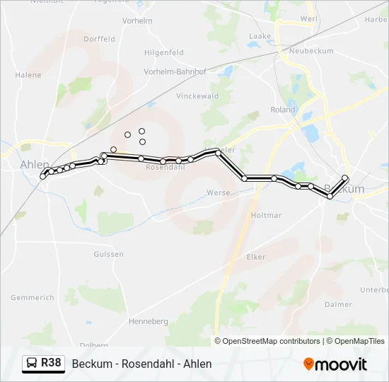 R38 Bus Line Map