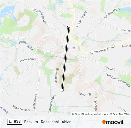 R38 Bus Line Map