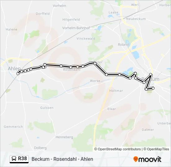 R38 Bus Line Map