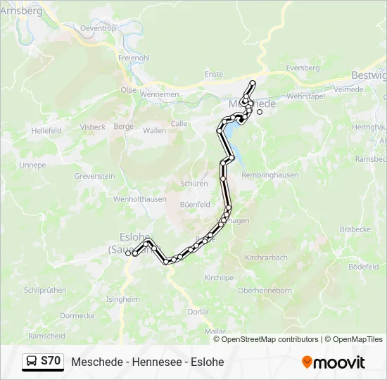 Автобус S70: карта маршрута