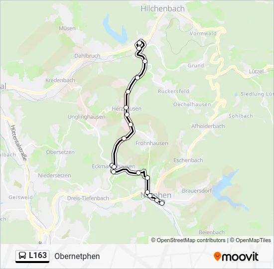 Автобус L163: карта маршрута