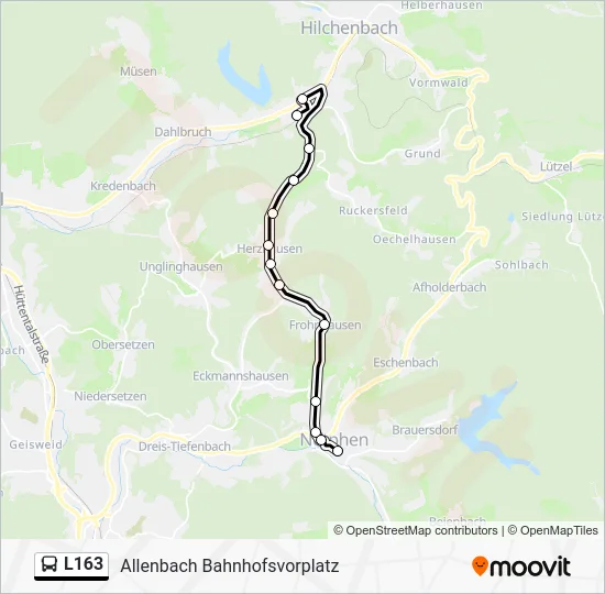 Автобус L163: карта маршрута