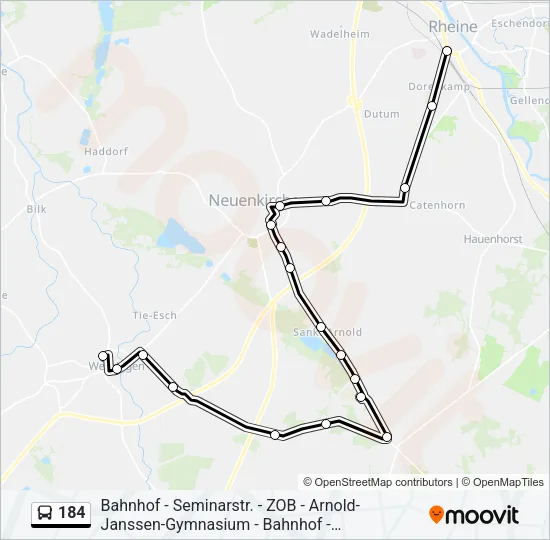 Автобус 184: карта маршрута