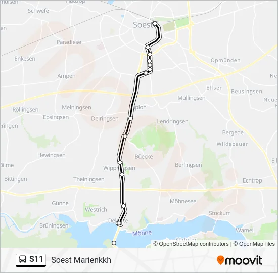 Автобус S11: карта маршрута