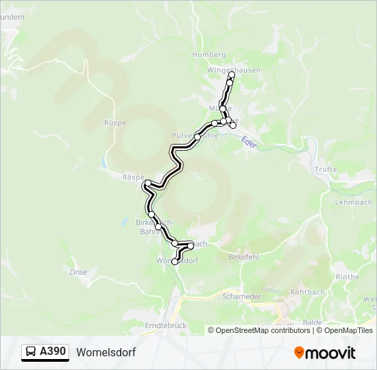 A390 Bus Line Map