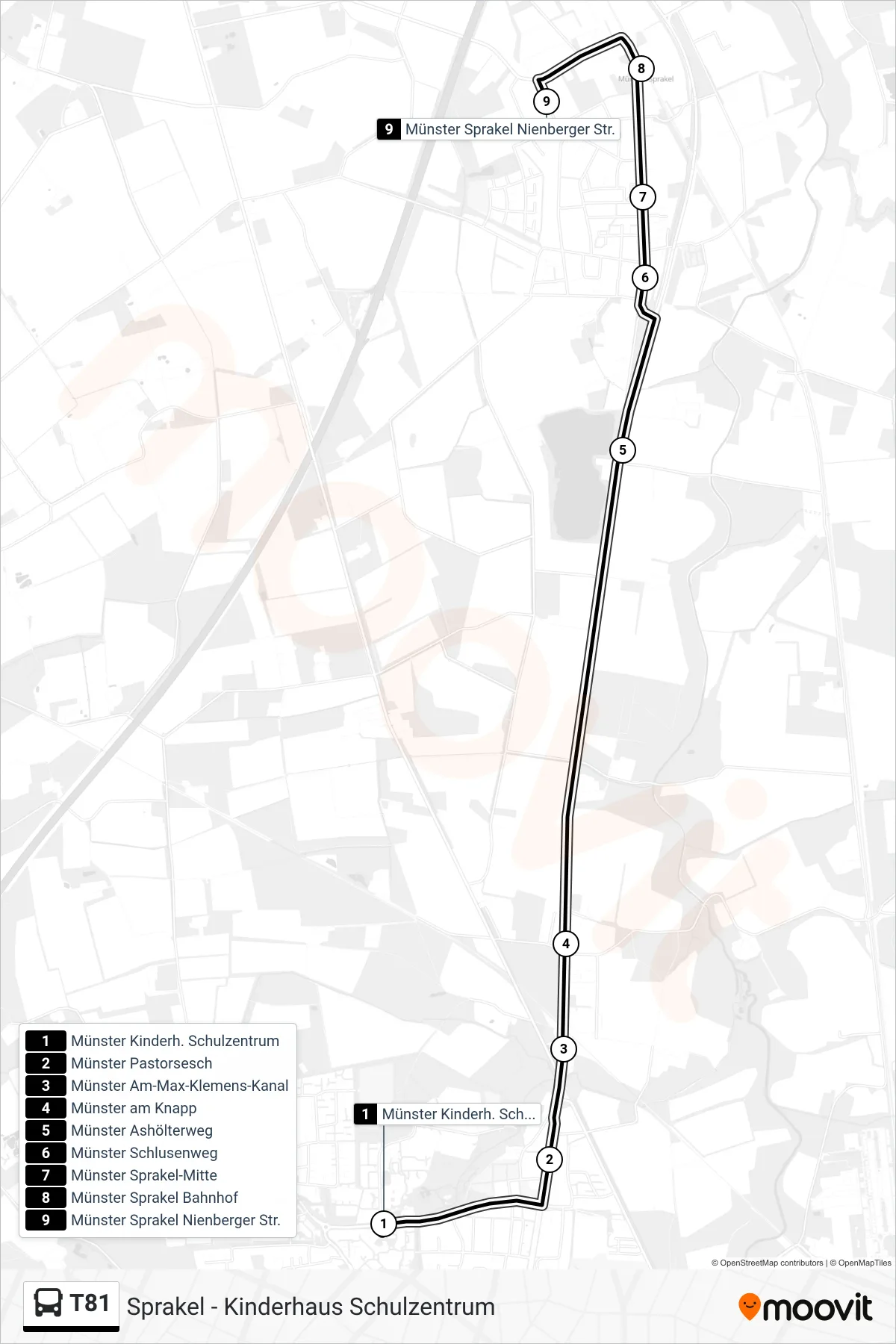 T81 bus Line (Sprakel) route and stops on a map