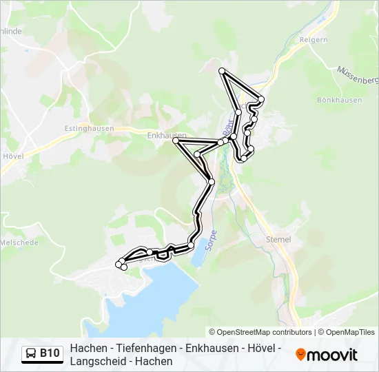 B10 Bus Line Map