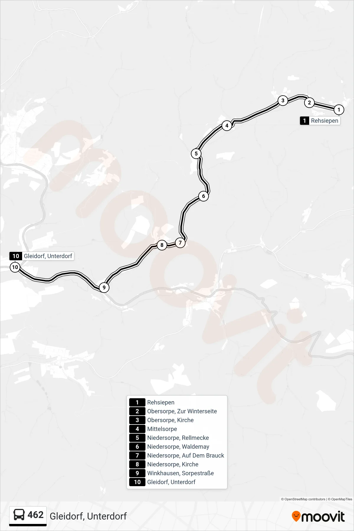 462 bus Line (Gleidorf, Unterdorf) route and stops on a map