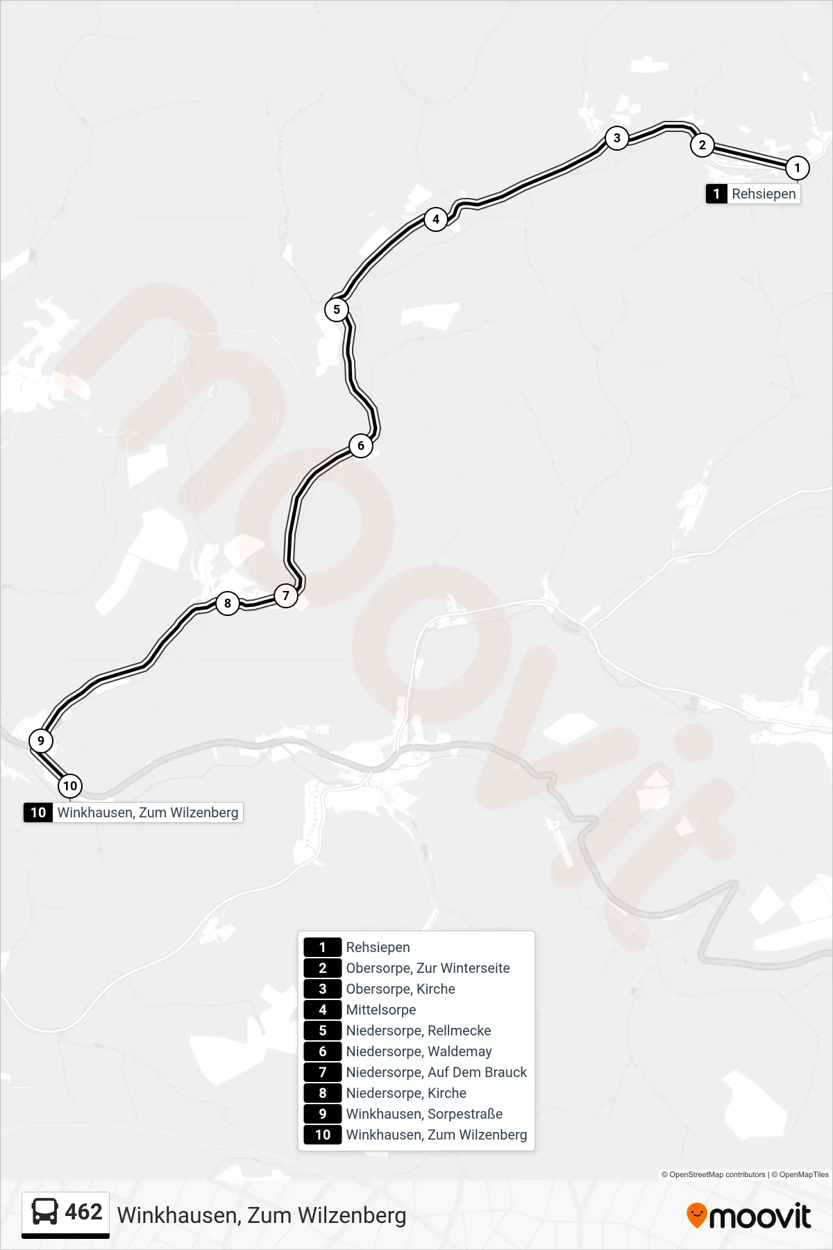 462 bus Line (Winkhausen, Zum Wilzenberg) route and stops on a map