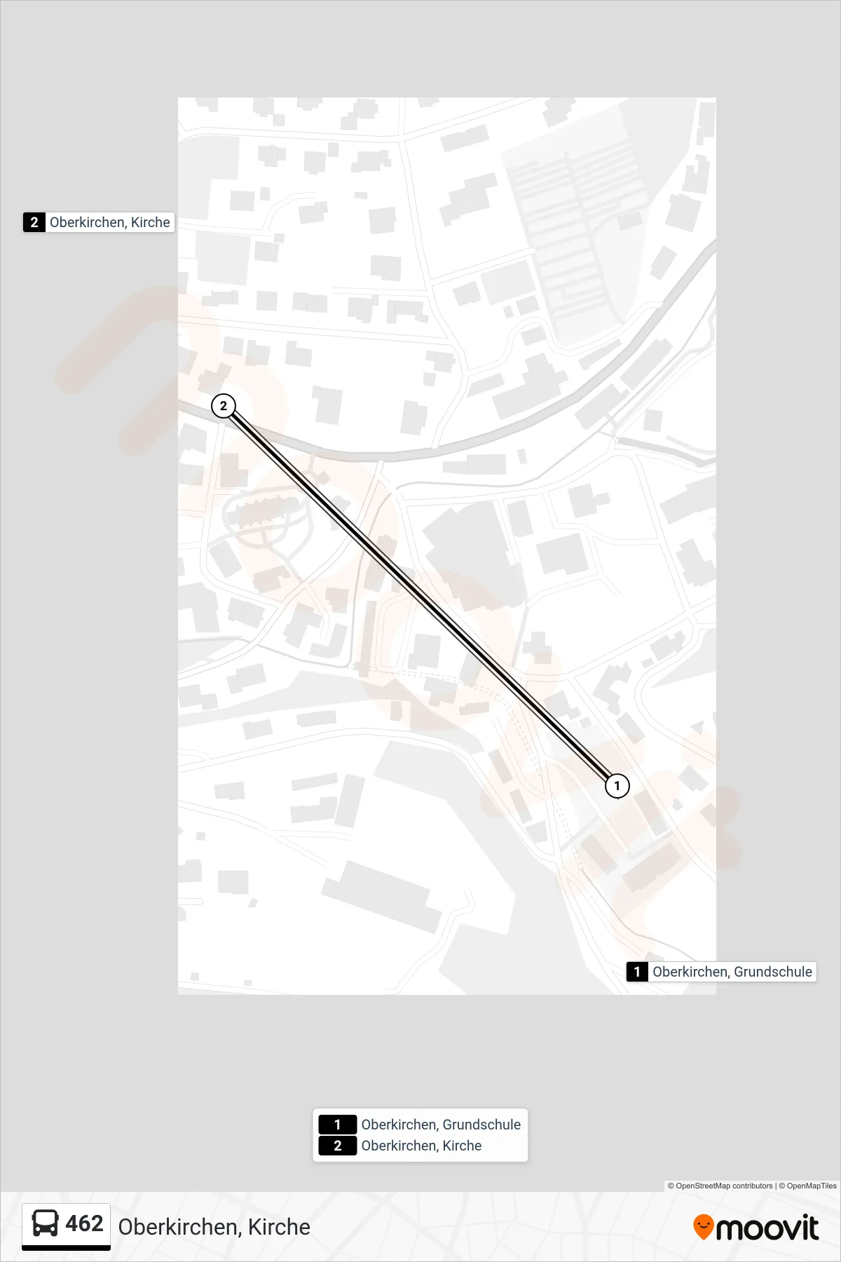 462 bus Line (Oberkirchen, Kirche) route and stops on a map