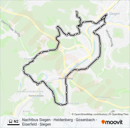 N2 Bus Line Map