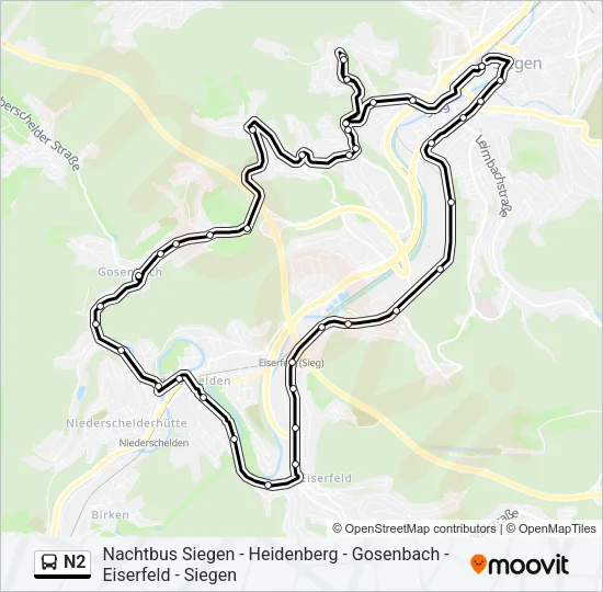 N2 Bus Line Map