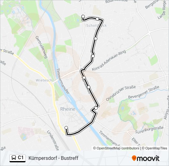 Автобус C1: карта маршрута