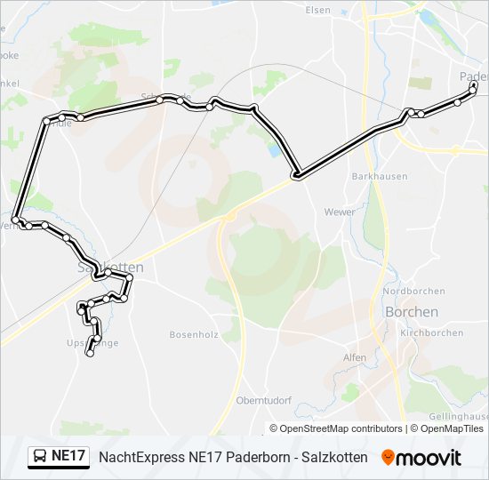 NE17 bus Line Map