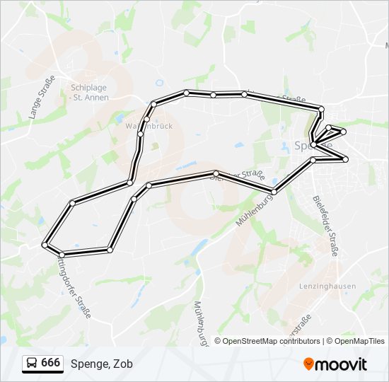 666 bus Line Map