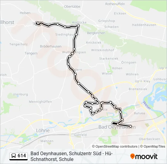 614 Bus Line Map
