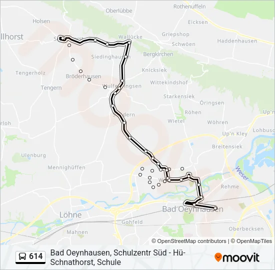 614 Bus Line Map