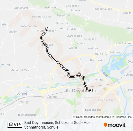 614 Bus Line Map