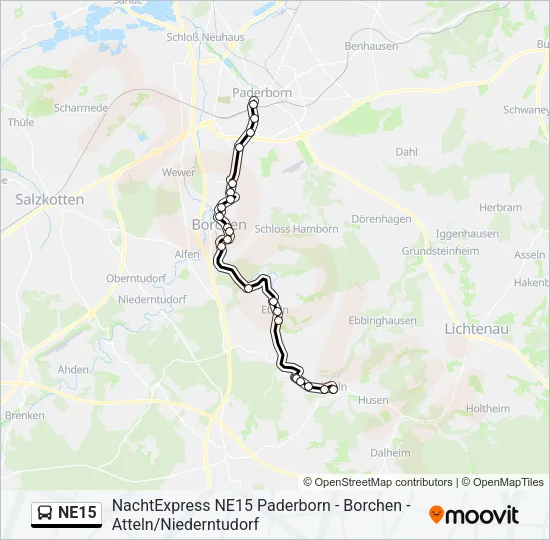 NE15 Bus Line Map