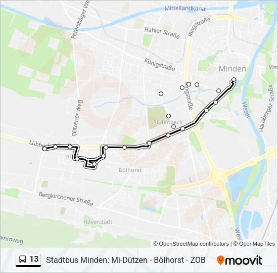 13 Bus Line Map