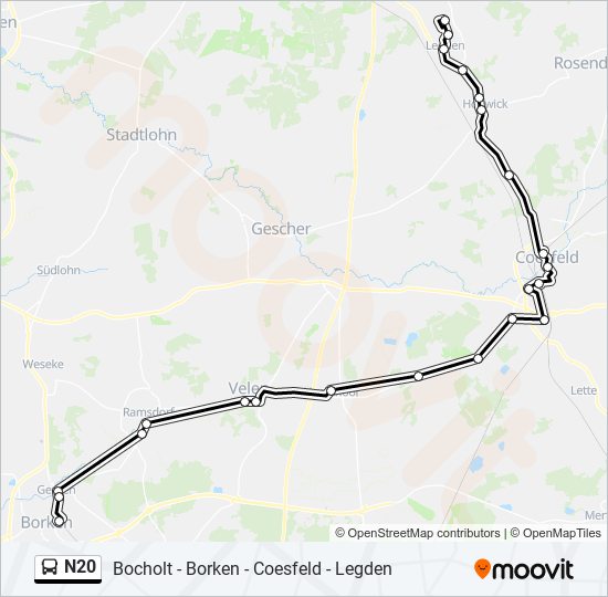 Buslinie N20 Karte