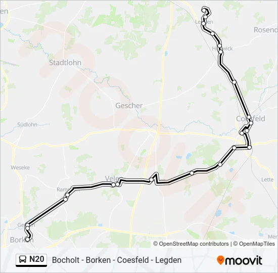 N20 Bus Line Map