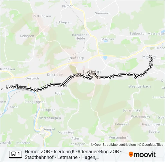 1 Bus Line Map