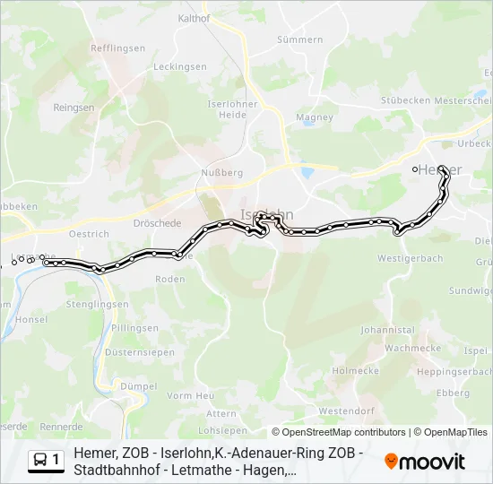 1 Bus Line Map