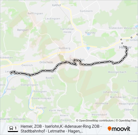 Автобус 1: карта маршрута