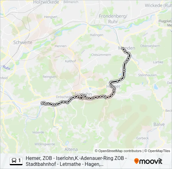 1 Bus Line Map