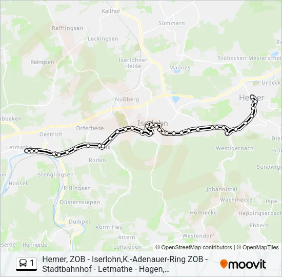 Buslinie 1 Karte