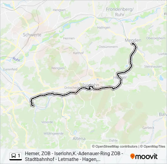1 Bus Line Map