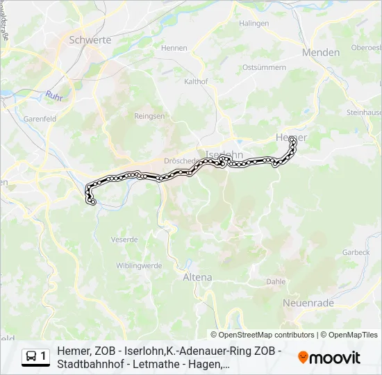 1 Bus Line Map
