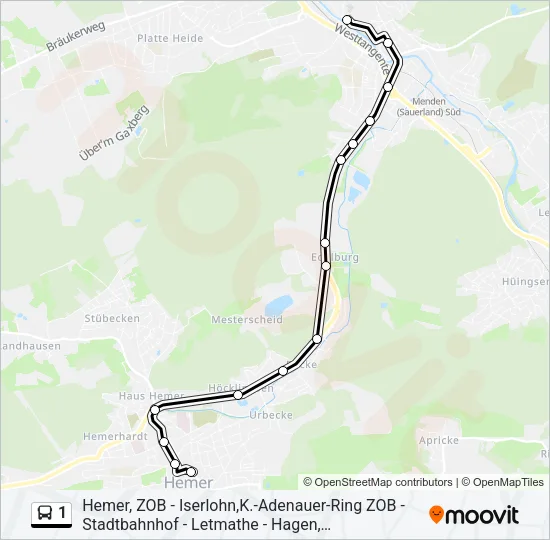 1 Bus Line Map