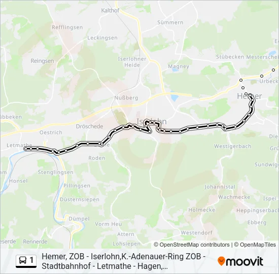 1 Bus Line Map