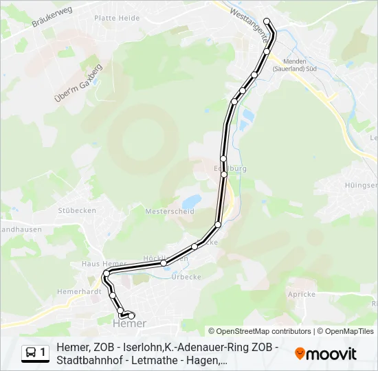 1 Bus Line Map