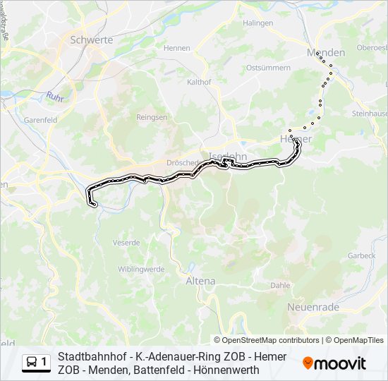 1 Route: Fahrpläne, Haltestellen & Karten - Hagen, Hohenlimburg Bf ...