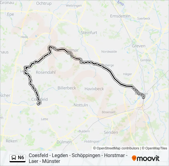 N6 Bus Line Map