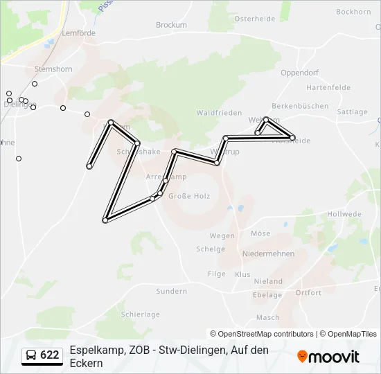 622 Bus Line Map