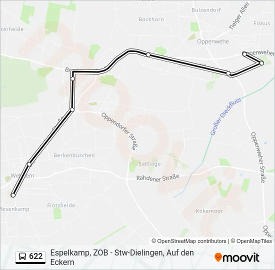 622 Bus Line Map