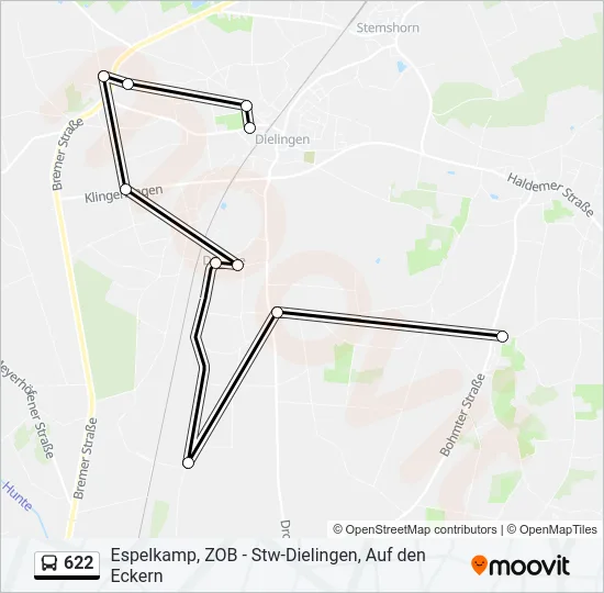 622 Bus Line Map