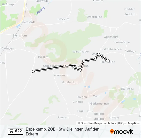 622 Bus Line Map
