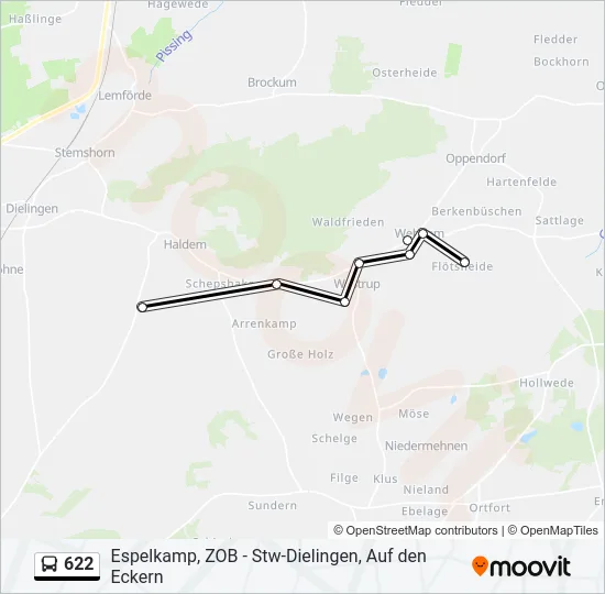 622 Bus Line Map