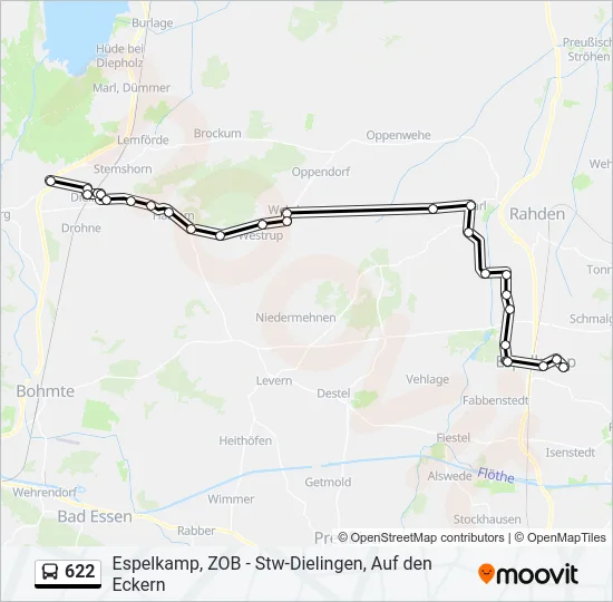 622 Bus Line Map