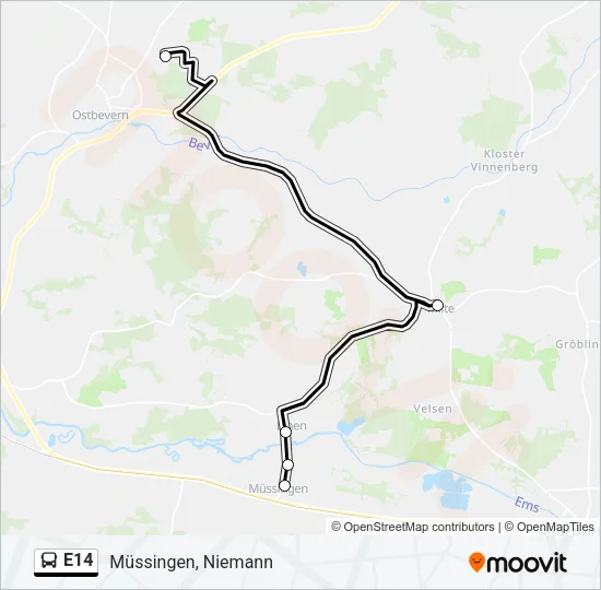 E14 Bus Line Map